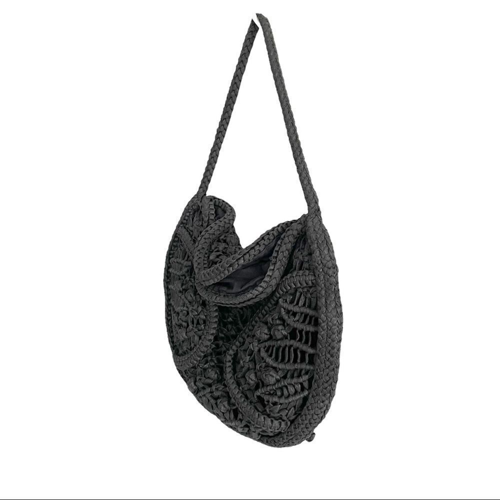MADE On Earth For David & Scotti Boho Macramé Bag Purse Black - Picture 4 of 11